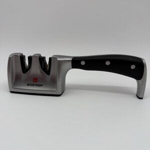 Wüsthof Classic Ikon 2-Stage Knife Sharpener Handheld Fine Coarse Silver Black